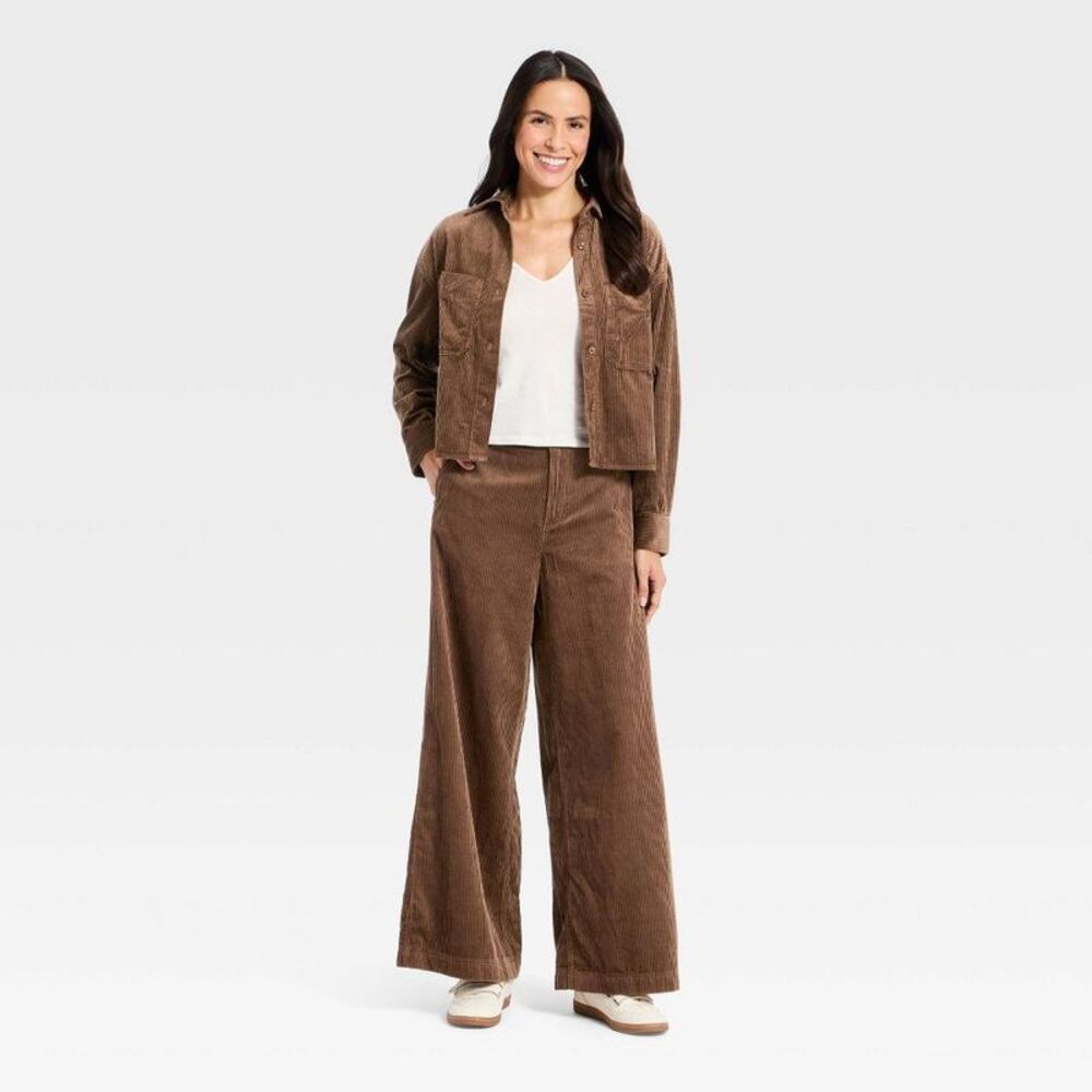Women's High-Rise Corduroy Palazzo Pants - Universal Thread Brown 12 - Picture 3 of 4